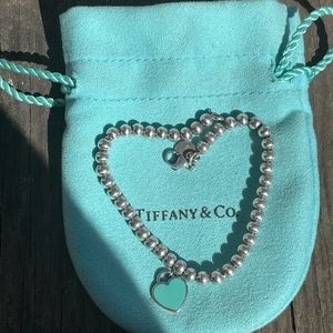 Tiffany and Co. Return to Tiffany Sterling Turquoise Enamel Heart Bracelet